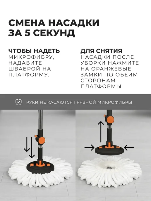 Швабра с отжимом и ведром для пола центрифуга 18 л Spin Max, 18 л, фото 5