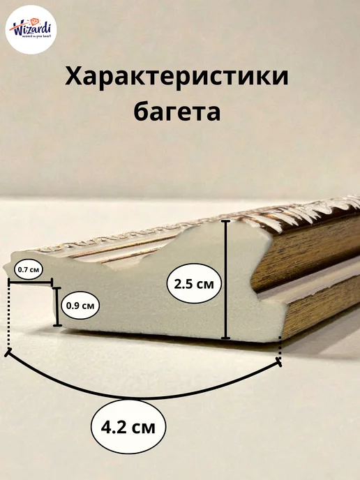Wizardi Рама пластиковая багетная 30х40 см, без стекла, 40x60 см, фото 2