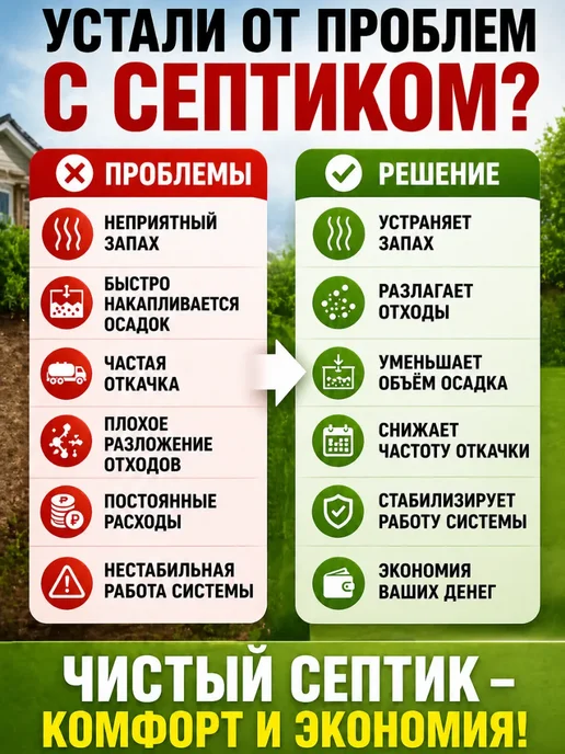 Vseisrazy Средство для септика и выгребных ям от сильного запаха и ила, вариант, фото 2