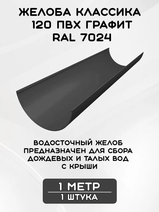 Grand Line Комплект желобов 4,1м мет.кр RAL7024 Графит, 4,1 м, фото 3