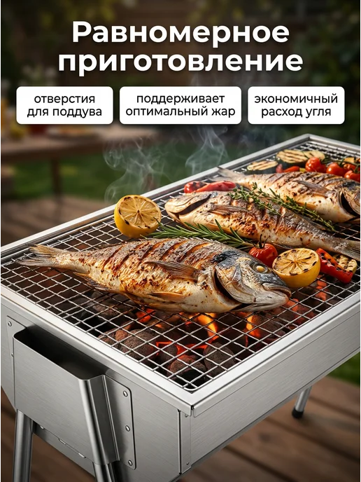 Giardino club Мангал для шашлыка разборный уличный складной гриль, серый, фото 4