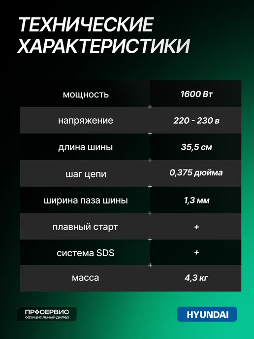 HYUNDAI Электропила цепная 220в от сети садовая пила 35 см XE 1830, синий, фото 7