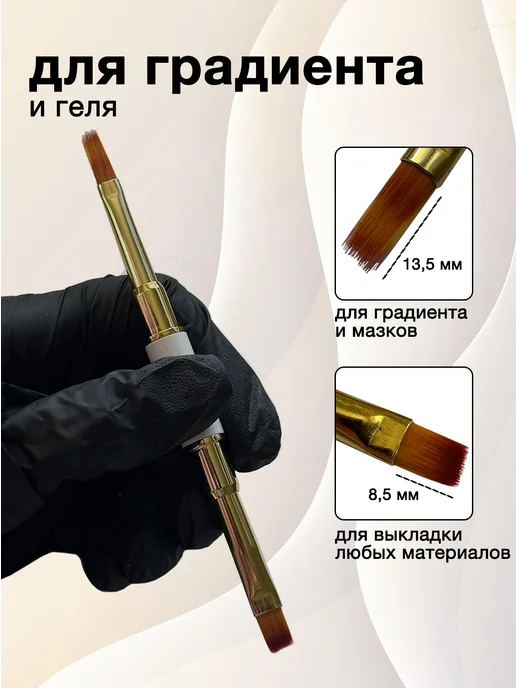 Non Stop Nails Кисти для маникюра для геля и френча ногтей профессиональные, белый, фото 4