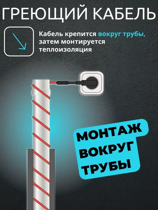Amiria Греющий кабель на трубу саморегулирующийся 5 метров, 1,5 м, фото 7