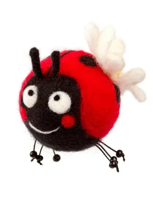Woolla Набор для валяния игрушки из шерсти Божья коровка Боба, черный