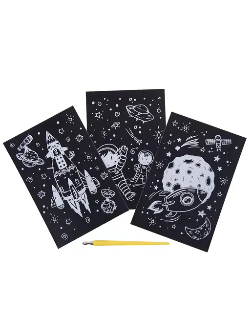 Hobbius Гравюра мини 10 x 15 см. 3 шт. "Космос" (серебро), 10x15 см, 3 шт, фото 2