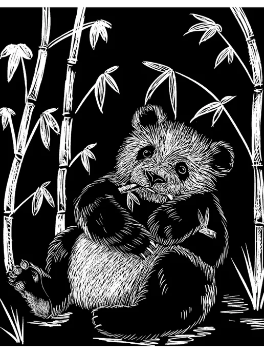 Hobbius Гравюра 20 x 25.5 см. "Панда" (серебро), 20x25.5 см