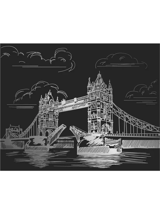 Hobbius Гравюра 20 x 25.5 см. "Тауэрский мост" (серебро), 20x25.5 см