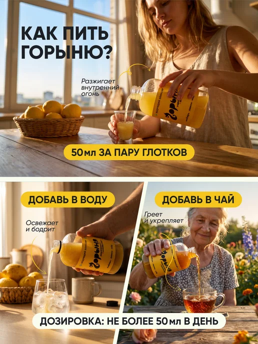 Имбирный напиток шот с лимоном и мёдом натуральный Горыня, вариант, фото 5