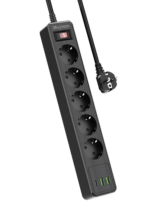 Reletech Удлинитель сетевой с USB, 2 метра, 2 м, в упаковке 902 г, фото 2