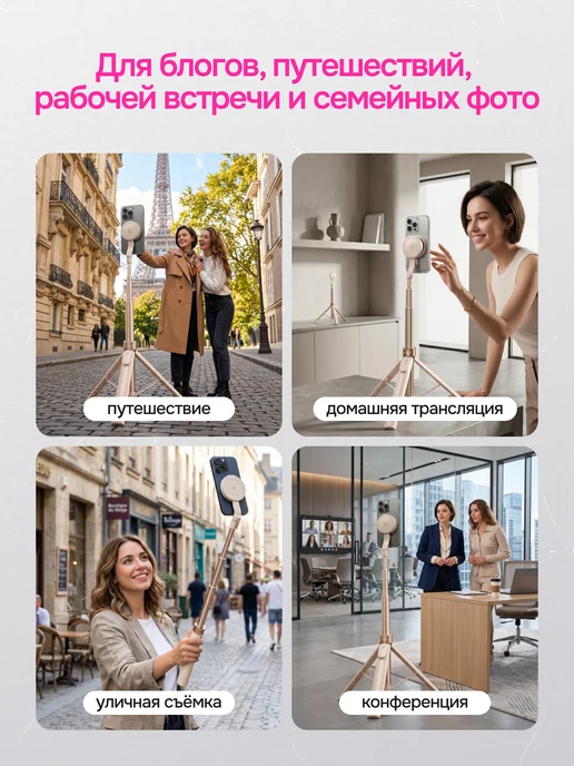 Штатив с MagSafe напольный для телефона с магнитом 1.7 м, 1,7 м, фото 8