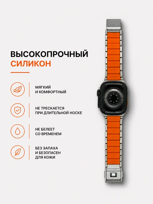 AXYRIS Ремешок для Apple Watch 44, 45, 46, 49 mm Ultra SE, серый, фото 4