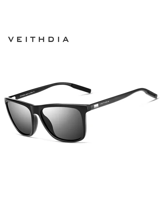 Солнцезащитные очки VEITHDIA, голубые линзы, черный