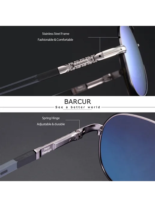 Barcur Солнцезащитные очки, Silver Gray, серебристый, фото 3