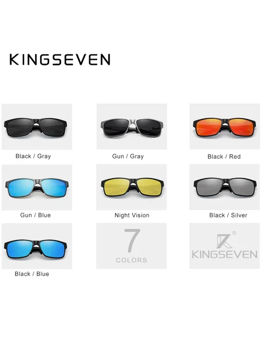 KingSeven Солнцезащитные очки, black gray, черный, фото 4