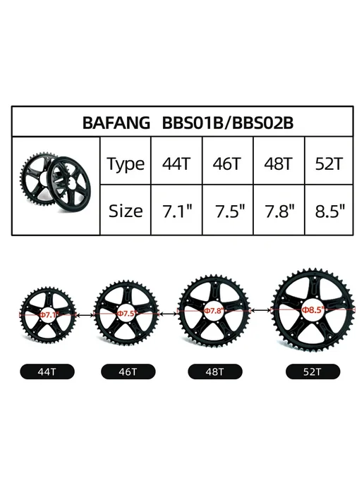 Broercok Звездочка цепь Байфанг BBS01B BBS02B 44T для электровелосипе, 44T, фото 3