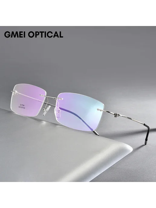 Gmei Optical Мужские очки серебряная оправа, квадратные, серебристый, фото 2
