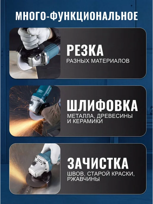 Болгарка электрическая 125мм с регулировкой оборотов, синий, фото 2