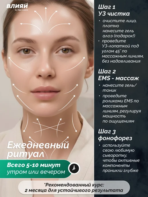 ВЛИЯЙ by Olga Loseva Аппарат микротоковый ультразвуковой для лица и шеи, вариант, фото 7