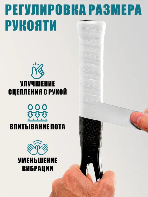 Набор для теннисной ракетки виброгаситель, струна и намотка, синий, фото 6