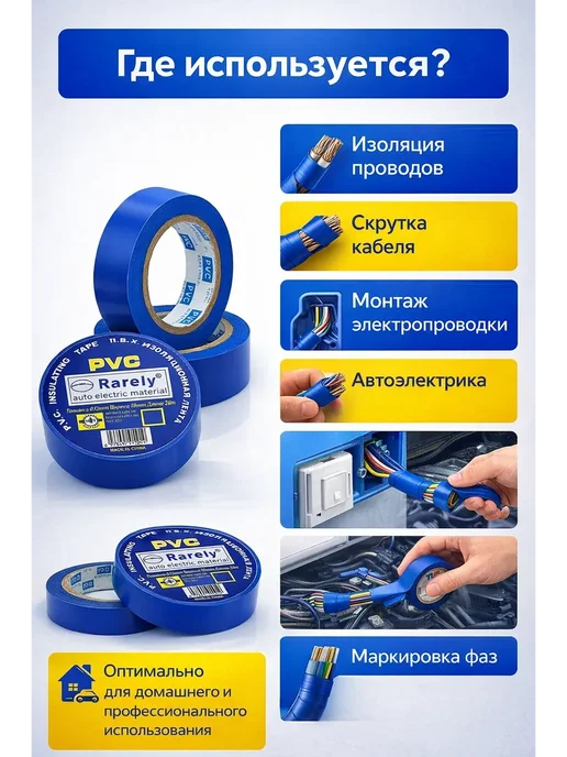 ГУЛ29 Изоляционная лента для электромонтажа, синий, фото 2