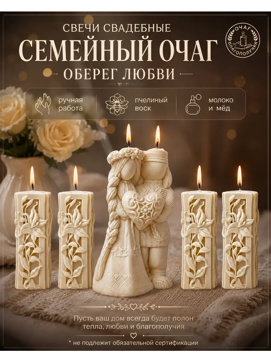 Набор свадебных свечей Семейный очаг Оберег Любви