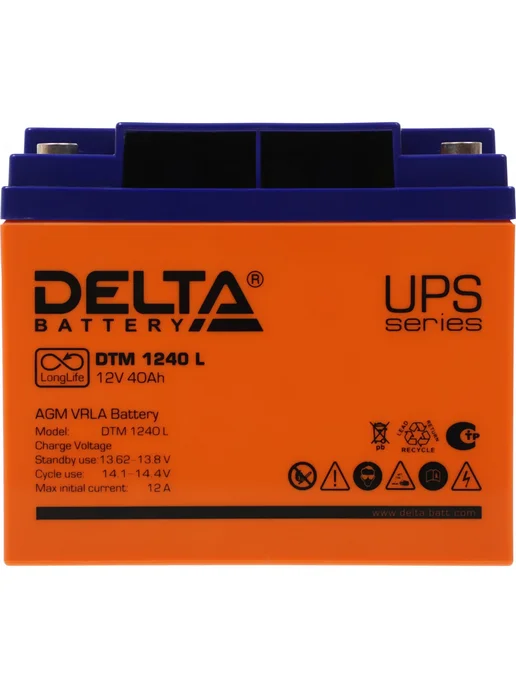 Delta Батарея для ИБП DTM 1233 L 12В 33Ач, 1240 L, 40Ач, фото 7