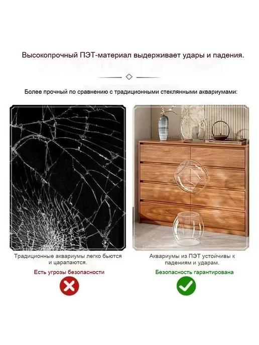 Круглый аквариум небьющийся для офиса и дома，10 литров, белый, фото 4