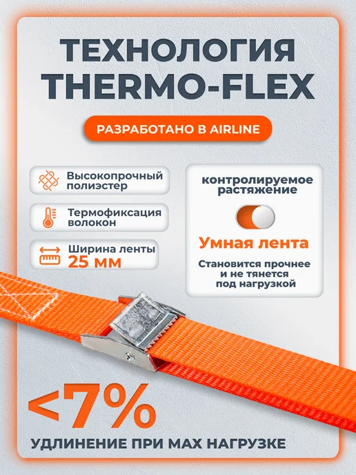 AIRLINE Ремень 2 шт стяжной 200 кг, 6 м, 25 мм с фиксаторомуки, 2 шт, 200 кг, фото 2