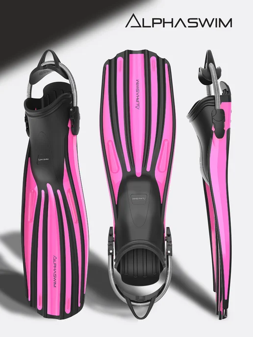 ALPHA SWIM ласты для дайвинга взрослые с открытой пяткой, черный