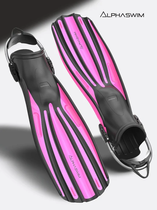 ALPHA SWIM ласты для дайвинга взрослые с открытой пяткой, черный, фото 3