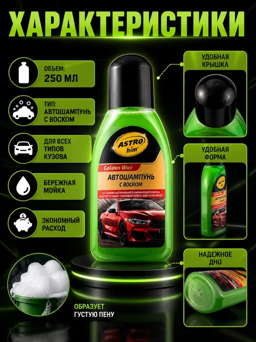 НУР95 Автошампунь с воском для автомобиля 250 мл, 250 мл, фото 3