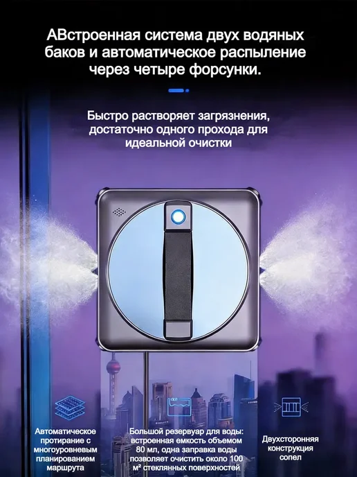 GrnSprX Робот мойщик окон с распылением квадратный Ультратонкий, вариант, фото 2