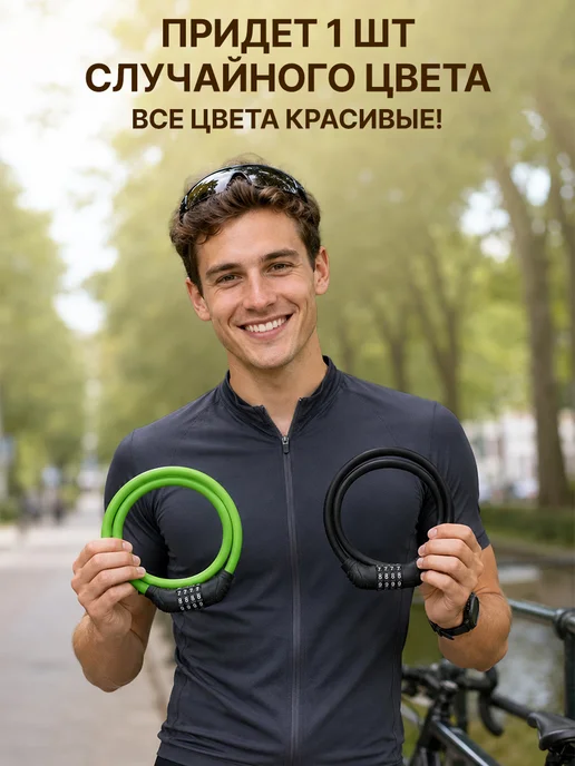 GT Замок для велосипеда кодовый тросовый 800 мм, черный, фото 2
