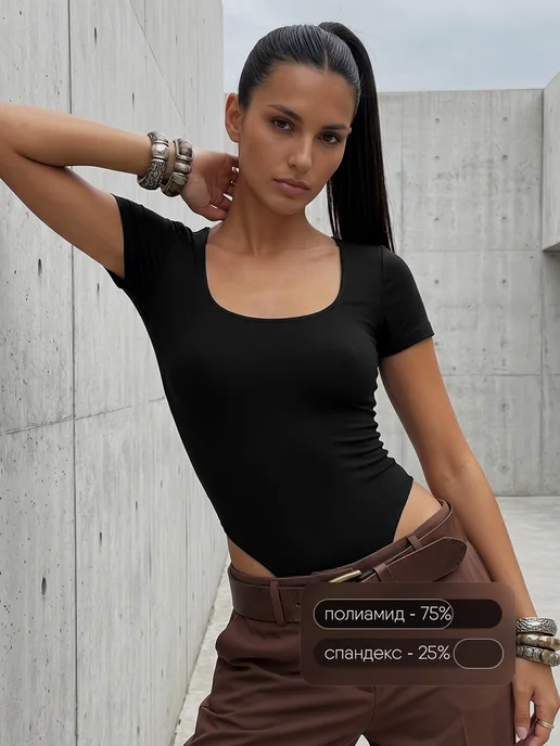 KODALIFE Боди утягивающее с коротким рукавом футболка, черный, фото 4