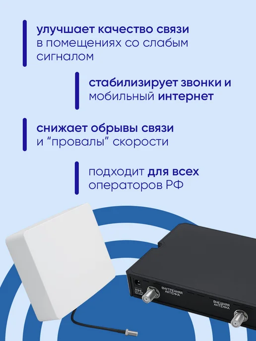 Усилитель сотовой связи и интернета Kroks KRD-900/1800/2100, комплект репитер с антеннами, GSM 3G 4G LTE, до 150 м2, белый, фото 2