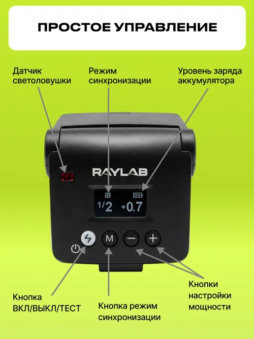 Raylab Мини вспышка для фотоаппарата беспроводная RL-SL16, вариант, фото 7