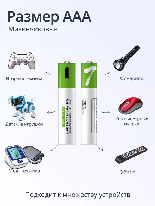 BATMAX Батарейки Тип ААА мизинчиковые, емкость 750 mWh, 2 шт, 2 шт, фото 4