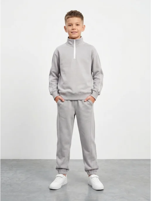 Chan Kids Костюм спортивный для подростка полузамок, серый