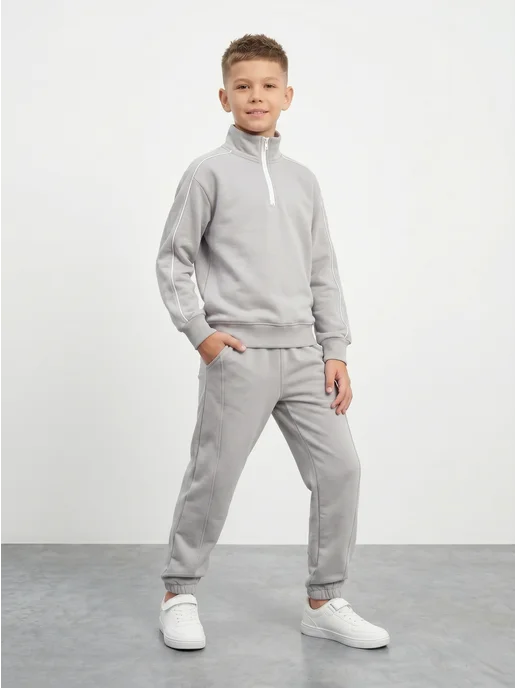 Chan Kids Костюм спортивный для подростка полузамок, серый, фото 2