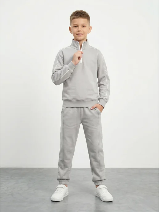 Chan Kids Костюм спортивный для подростка полузамок, серый, фото 3