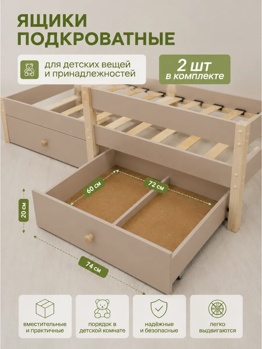 Ящики выдвижные для детской кровати Капучино