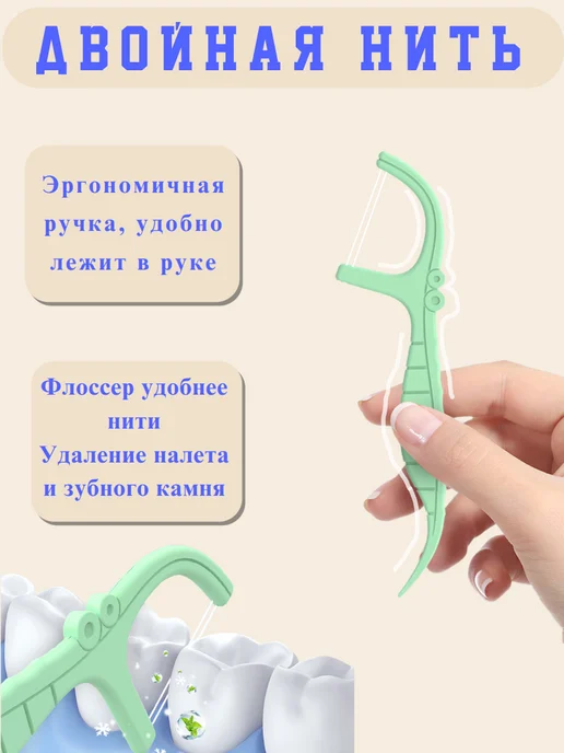 БастикЗу Зубная нить-флоссеры двойная бокс 50 шт, 50 шт, фото 3