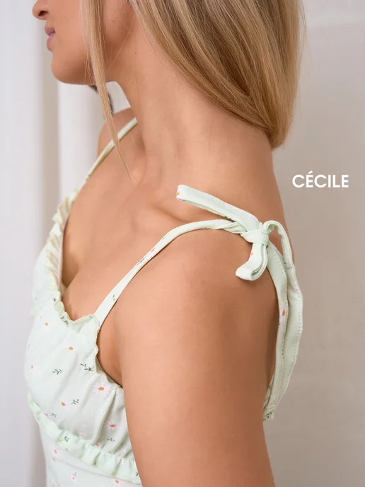 Cecile Ночная сорочка домашняя хлопковая, зеленый, фото 8