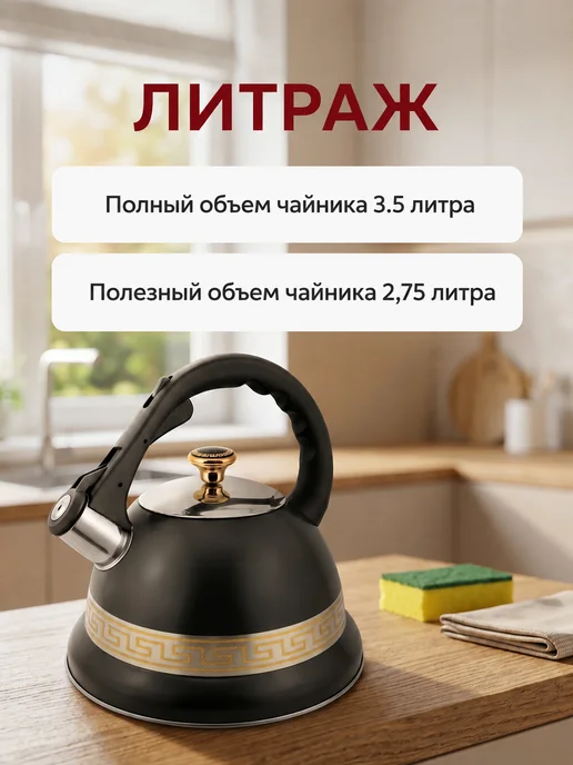 Astix Чайник для плиты со свистком 2.5л, 3,5 л, фото 4