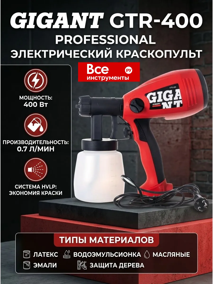 Электрический краскопульт универсальный сетевой мощный