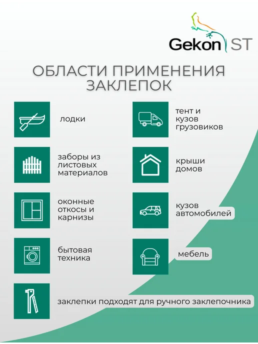Гекон СТ Заклепка вытяжная Al St 4,8х16 мм, 50 шт, 50 шт, фото 5