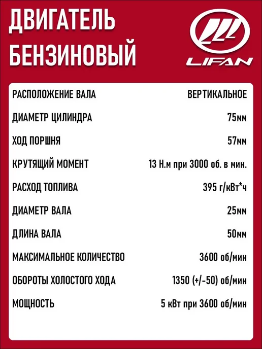 Двигатель LIFAN 8 л.с. 1Р75FV-B L3, 8 л, фото 3