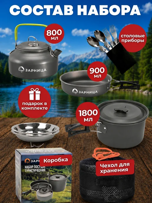 Зарница Набор посуды туристический, черный, фото 2