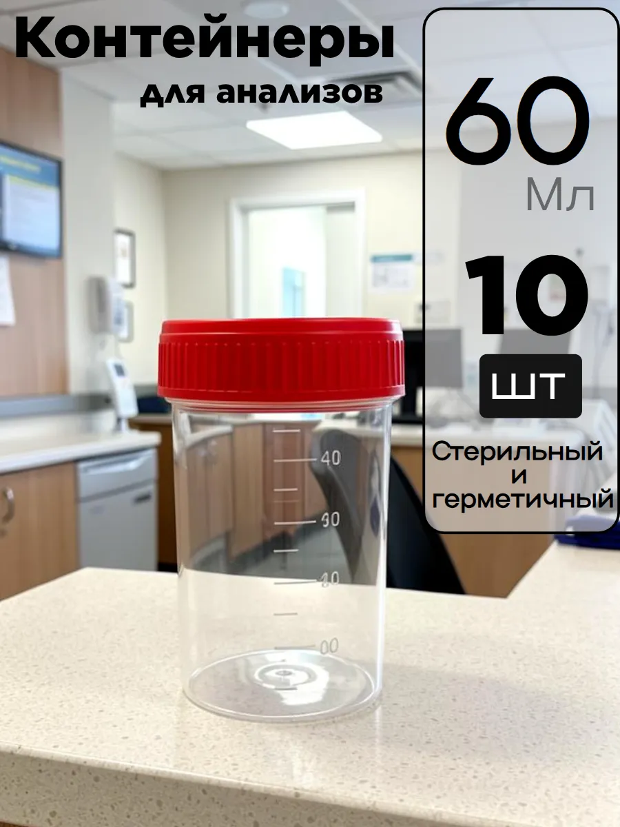 Контейнер для анализов 60 мл 10 шт